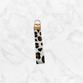 Leopard Heart Wristlet Keychain - White Gold