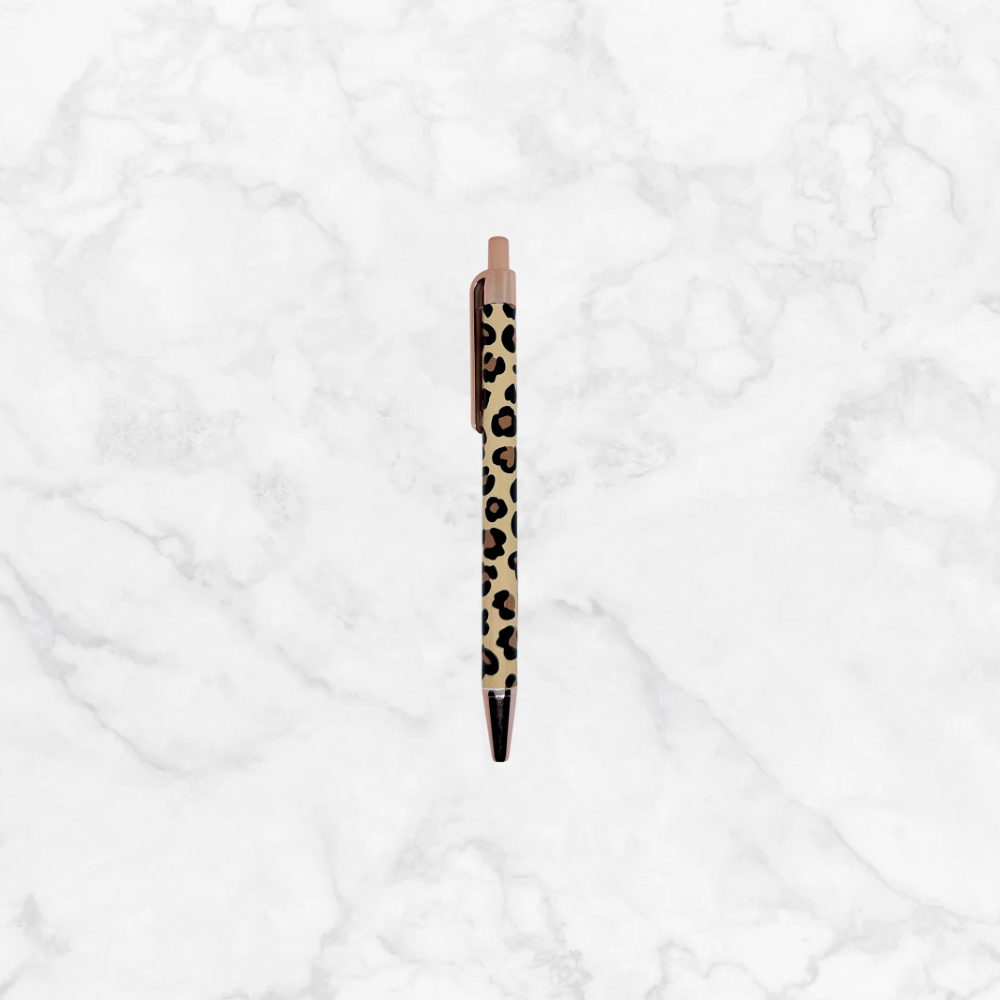 Leopard Heart Pen - Brown